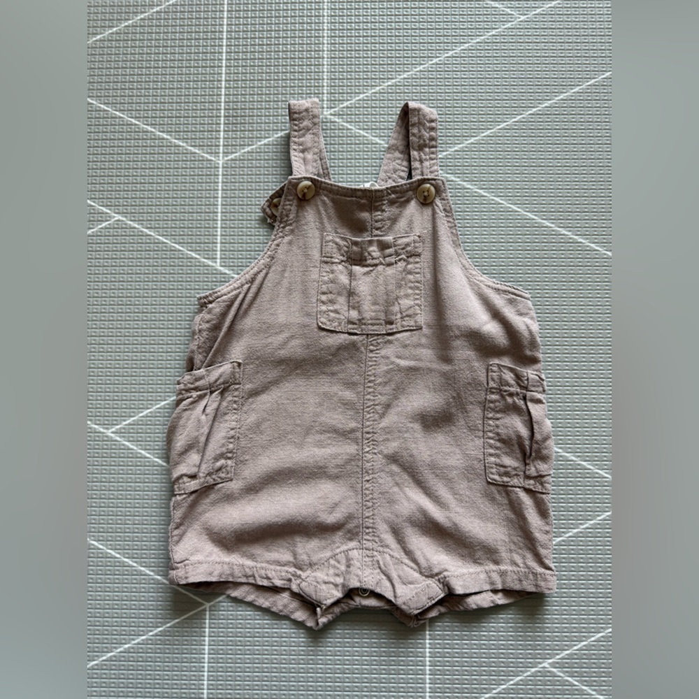 Cotton On|Baby gender neutral tan linen Romper Overalls•••Boho summer style 3/6M - Picture 5 of 6